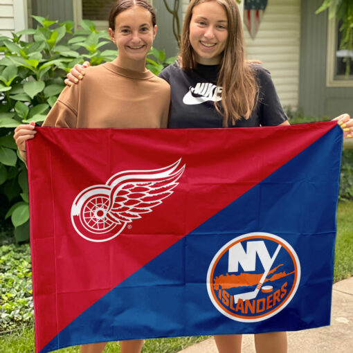 Red Wings vs Islanders House Divided Flag, NHL House Divided Flag