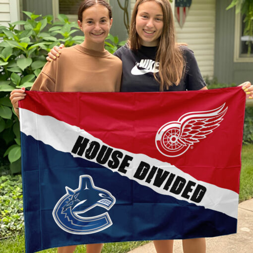 Red Wings vs Canucks House Divided Flag, NHL House Divided Flag