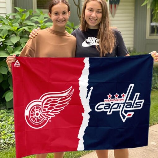 Red Wings vs Capitals House Divided Flag, NHL House Divided Flag