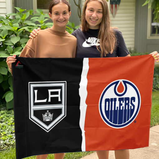 Kings vs Oilers House Divided Flag, NHL House Divided Flag