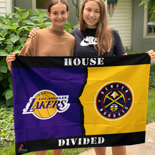 Lakers vs Nuggets House Divided Flag, NBA House Divided Flag