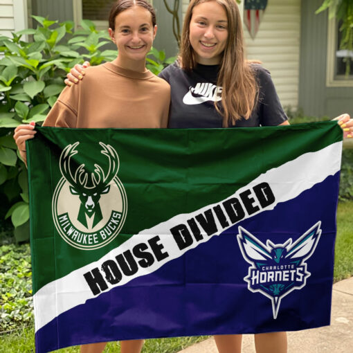 Bucks vs Hornets House Divided Flag, NBA House Divided Flag