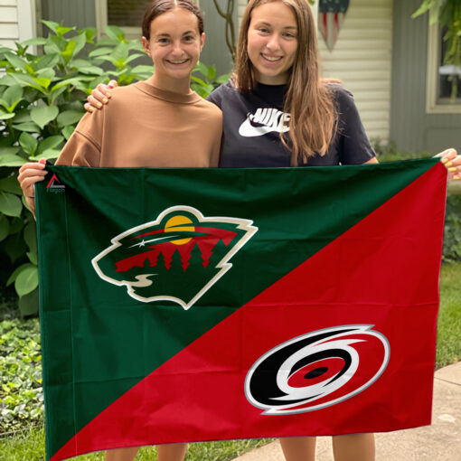 Wild vs Hurricanes House Divided Flag, NHL House Divided Flag