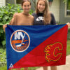 House Flag Mockup 3 NGANG New York Islanders Calgary Flames 426