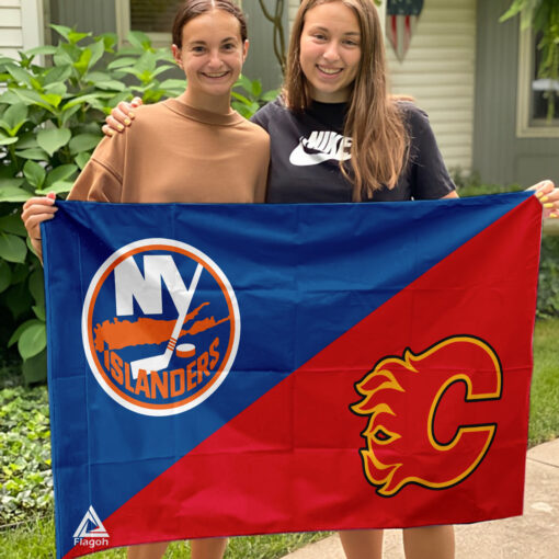 Islanders vs Flames House Divided Flag, NHL House Divided Flag