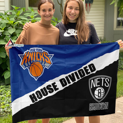 Knicks vs Nets House Divided Flag, NBA House Divided Flag