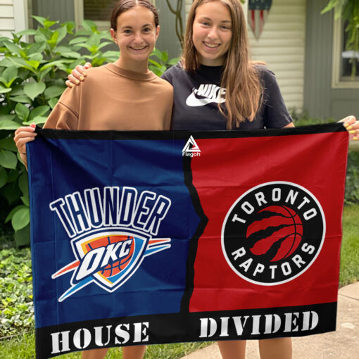 Thunder vs Raptors House Divided Flag, NBA House Divided Flag