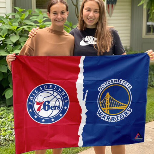 76ers vs Warriors House Divided Flag, NBA House Divided Flag