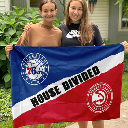 76ers vs Hawks House Divided Flag, NBA House Divided Flag
