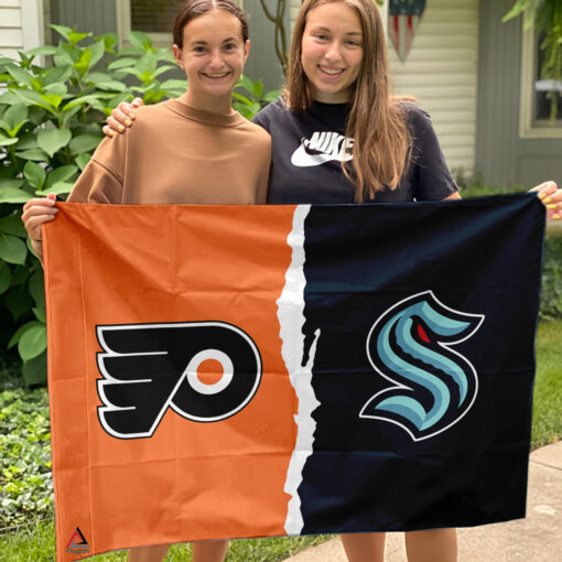 Flyers vs Kraken House Divided Flag, NHL House Divided Flag