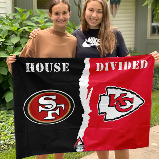 49ers vs Chiefs House Divided Flag, NFL House Divided Flag