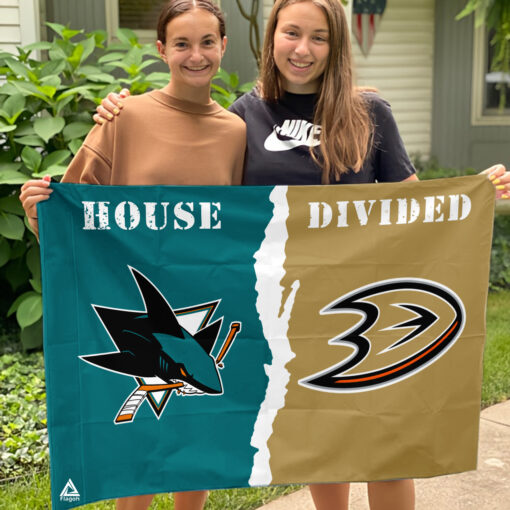 Sharks vs Ducks House Divided Flag, NHL House Divided Flag