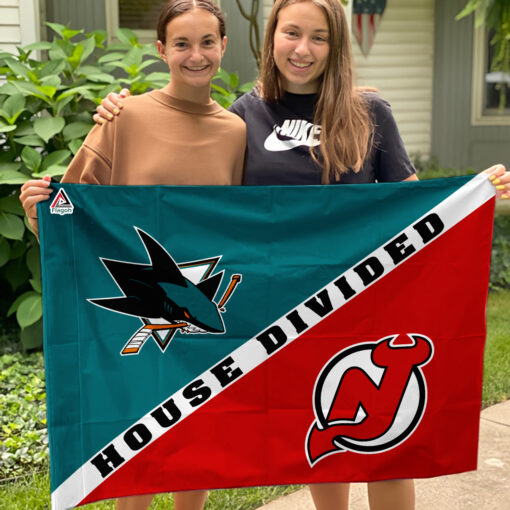 Sharks vs Devils House Divided Flag, NHL House Divided Flag