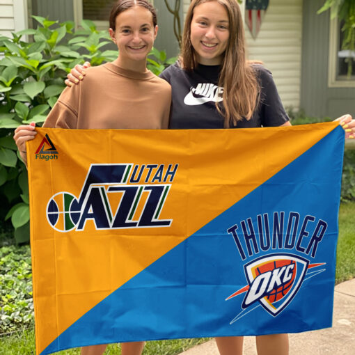 Jazz vs Thunder House Divided Flag, NBA House Divided Flag