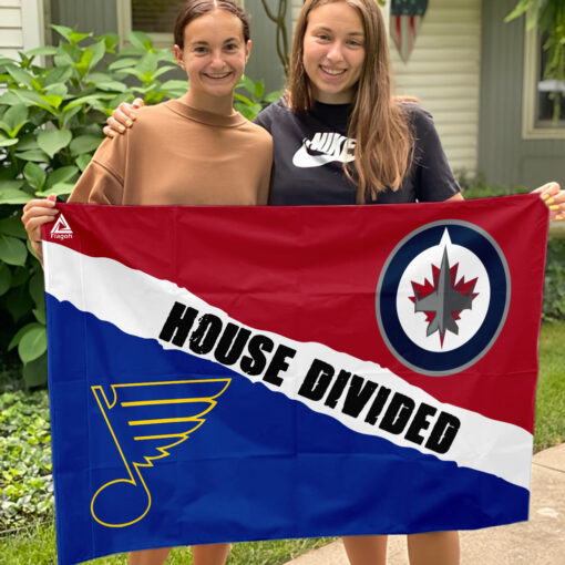 Jets vs Blues House Divided Flag, NHL House Divided Flag