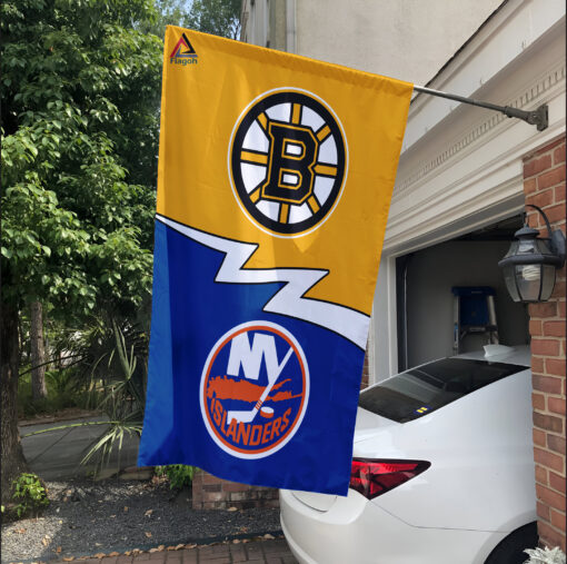 Bruins vs Islanders House Divided Flag, NHL House Divided Flag