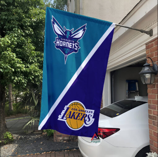 Hornets vs Lakers House Divided Flag, NBA House Divided Flag