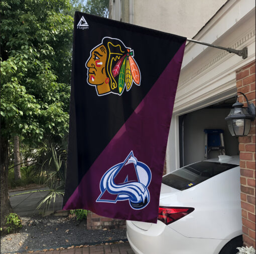 Blackhawks vs Avalanche House Divided Flag, NHL House Divided Flag