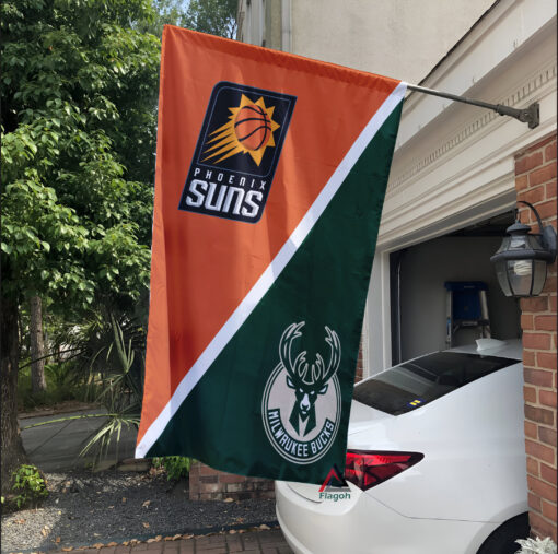 Suns vs Bucks House Divided Flag, NBA House Divided Flag