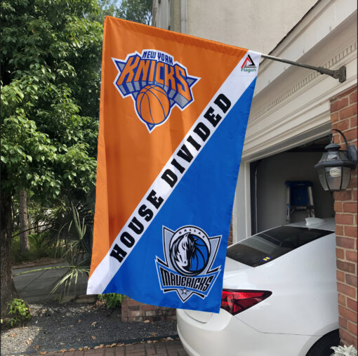 Knicks vs Mavericks House Divided Flag, NBA House Divided Flag