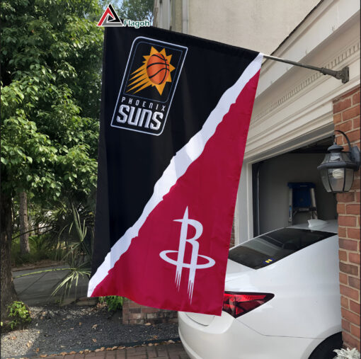 Suns vs Rockets House Divided Flag, NBA House Divided Flag