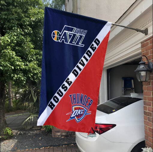 Jazz vs Thunder House Divided Flag, NBA House Divided Flag