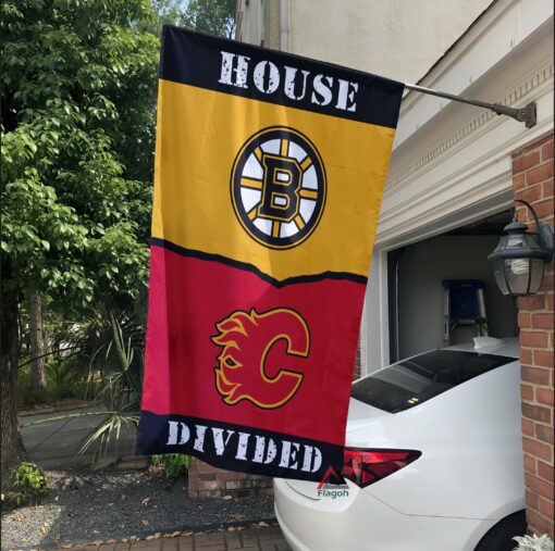 Bruins vs Flames House Divided Flag, NHL House Divided Flag