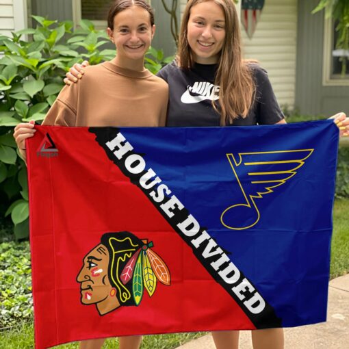 Blackhawks vs Blues House Divided Flag, NHL House Divided Flag