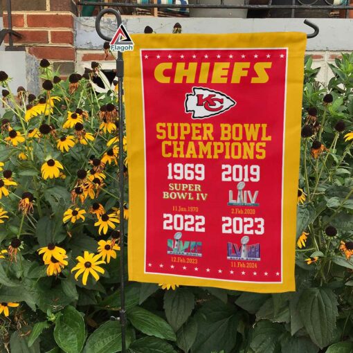 Kansas City Chiefs 4 Time Super Bowl Champions Flag, NFL Flag