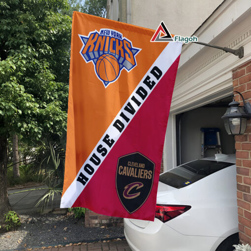 Knicks vs Cavaliers House Divided Flag, NBA House Divided Flag