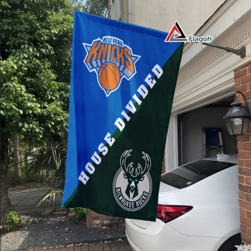 Knicks vs Bucks House Divided Flag, NBA House Divided Flag