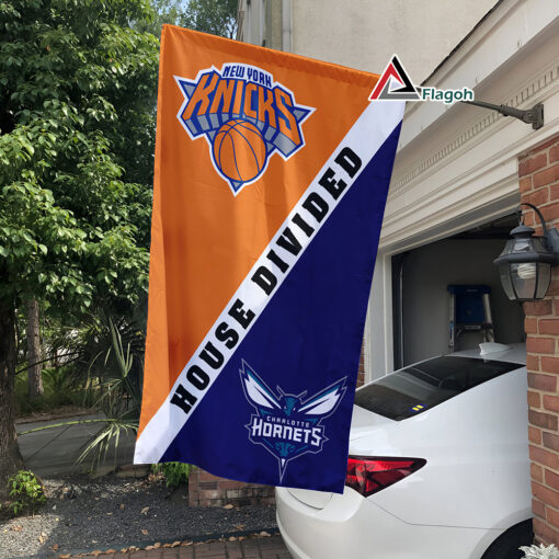 Knicks vs Hornets House Divided Flag, NBA House Divided Flag