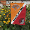 Knicks vs Trail Blazers House Divided Flag, NBA House Divided Flag, NBA House Divided Flag