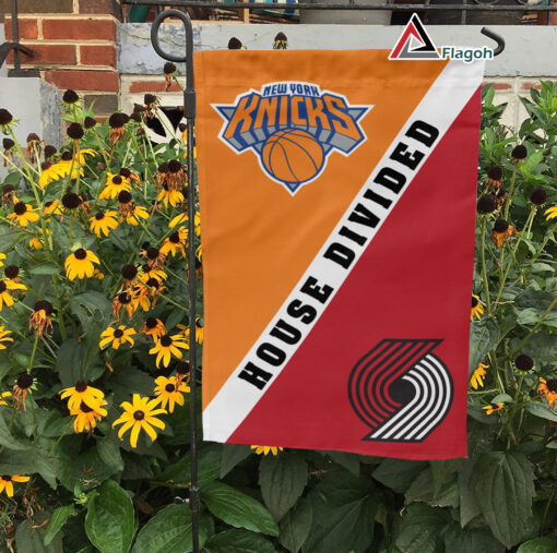 Knicks vs Trail Blazers House Divided Flag, NBA House Divided Flag