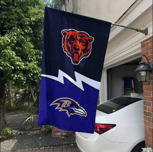 Bears vs Ravens House Divided Flag, NFL House Divided Flag