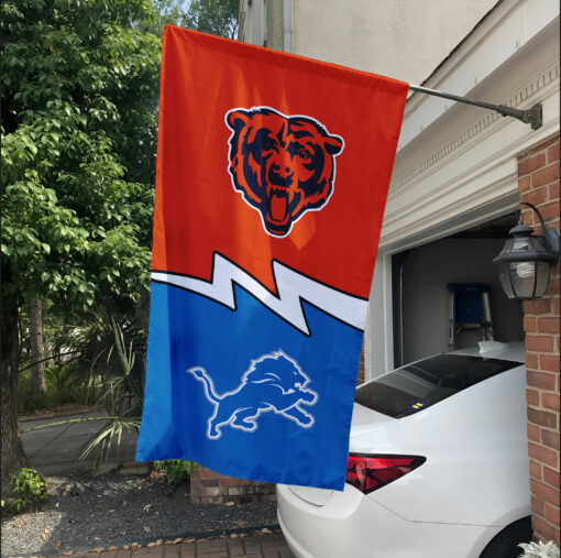 Bears vs Lions House Divided Flag, NFL House Divided Flag