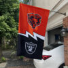 Bears vs Raiders House Divided Flag, NFL House Divided Flag, NFL House Divided Flag