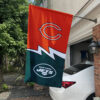 Bears vs Jets House Divided Flag, NFL House Divided Flag, NFL House Divided Flag