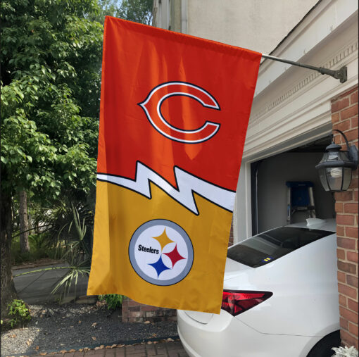 Bears vs Steelers House Divided Flag, NFL House Divided Flag