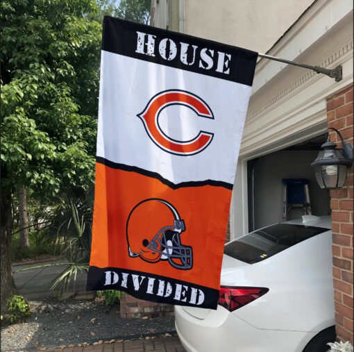 Bears vs Browns House Divided Flag, NFL House Divided Flag