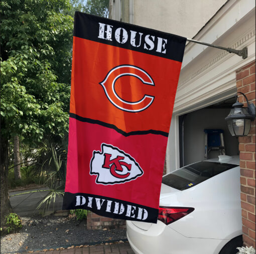 Bears vs Chiefs House Divided Flag, NFL House Divided Flag