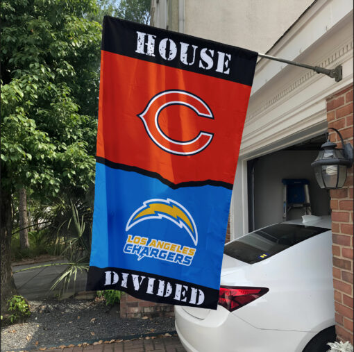 Bears vs Chargers House Divided Flag, NFL House Divided Flag