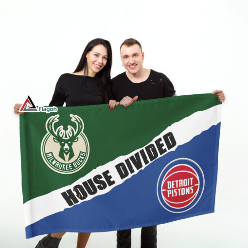 Bucks vs Pistons House Divided Flag, NBA House Divided Flag