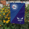 76ers vs Hornets House Divided Flag, NBA House Divided Flag, NBA House Divided Flag