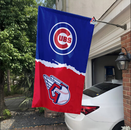 Cubs vs Guardians House Divided Flag, MLB House Divided Flag