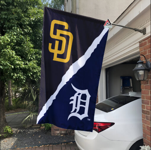 Padres vs Tigers House Divided Flag, MLB House Divided Flag