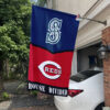 Mariners vs Reds House Divided Flag, MLB House Divided Flag, MLB House Divided Flag