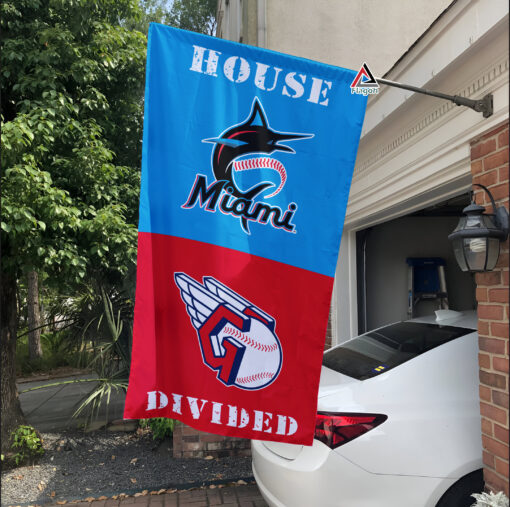 Marlins vs Guardians House Divided Flag, MLB House Divided Flag