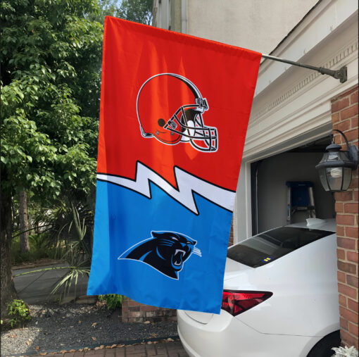 Browns vs Panthers House Divided Flag, NFL House Divided Flag