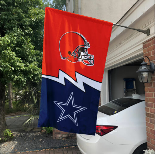 Browns vs Cowboys House Divided Flag, NFL House Divided Flag